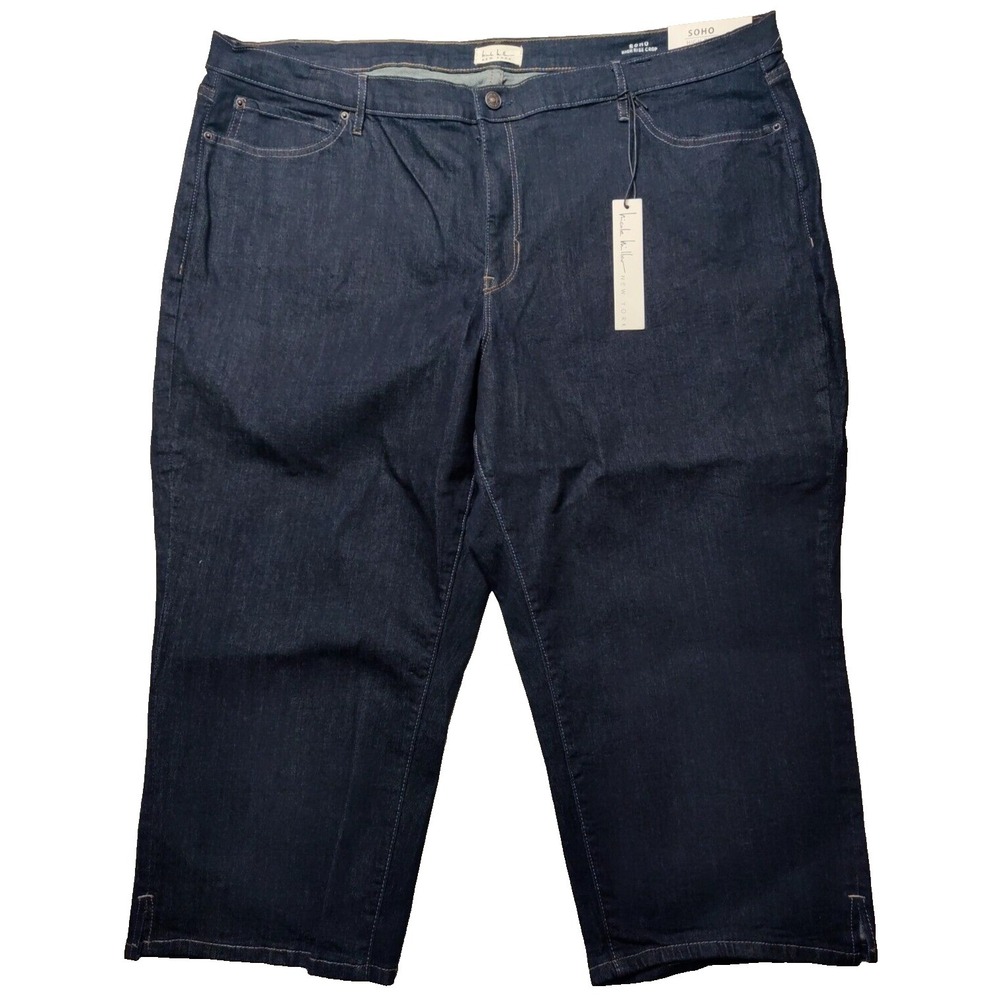 NICOLE MILLER SOHO HIGH RISE CROP Women Plus Size 24 Dark Wash Denim Jeans NEW